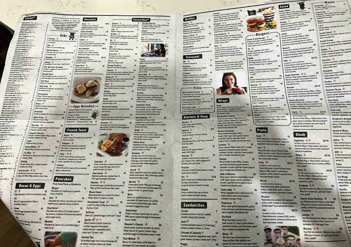 Menu, Cafe63 Yeppoon