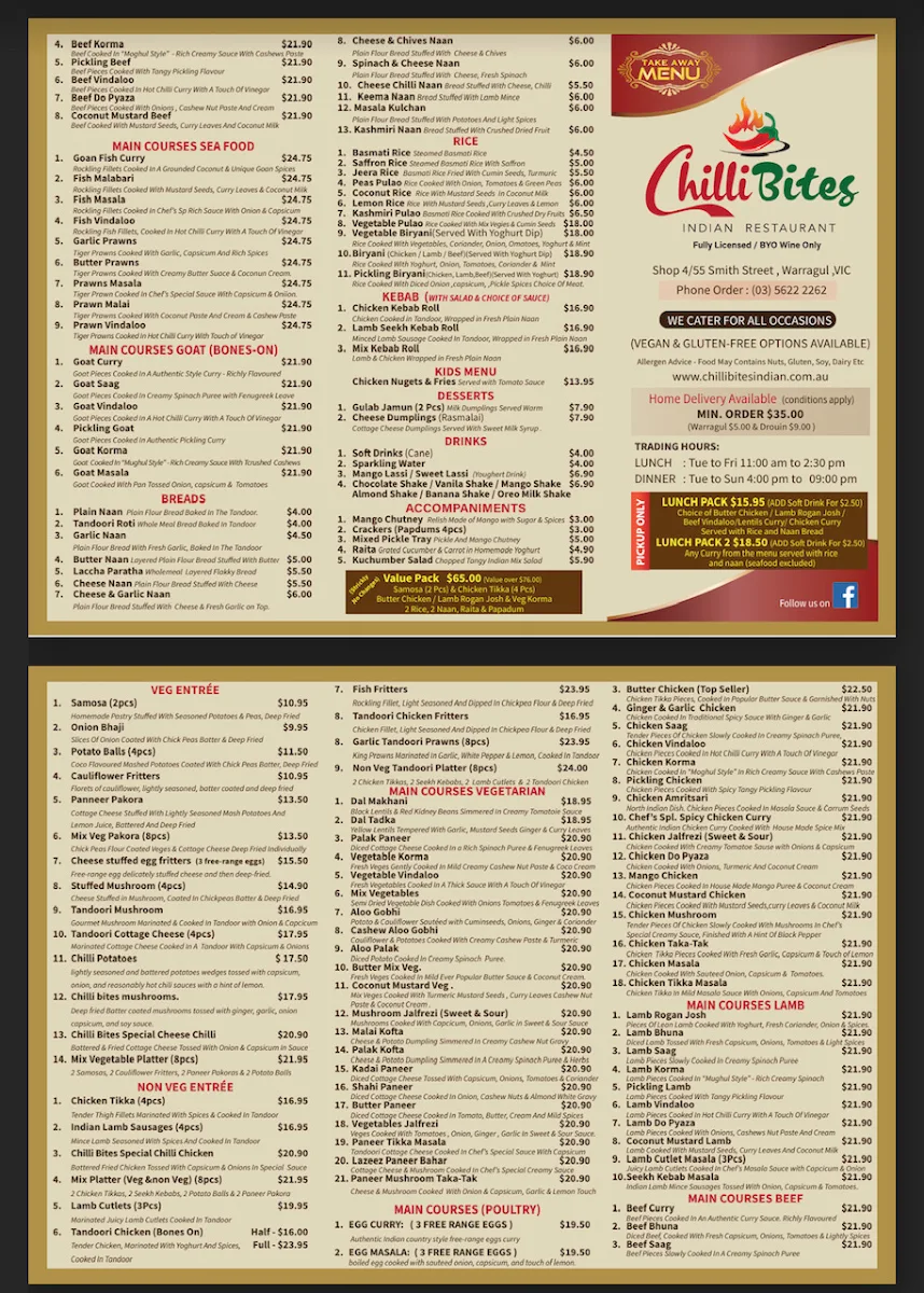 Menu, Chilli Bites