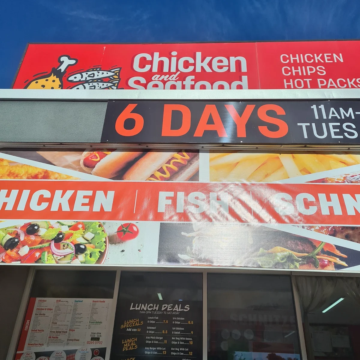 Menu, Chicken & Seafood on Churchill