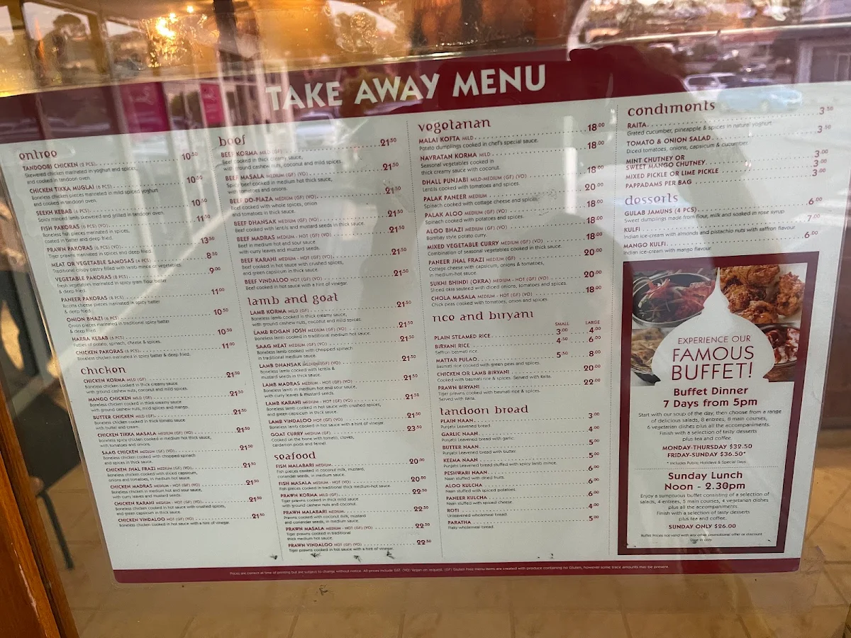 Menu, KOH-I-NOOR Restaurant