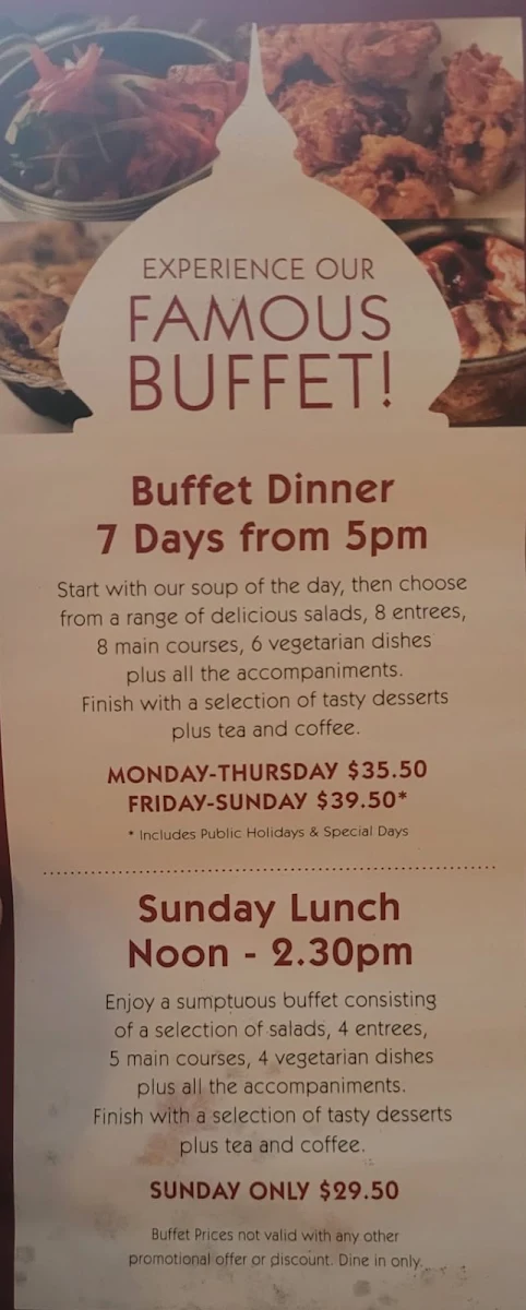 Menu, KOH-I-NOOR Restaurant
