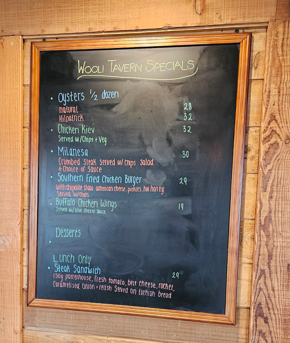 Menu, The Wooli Tavern