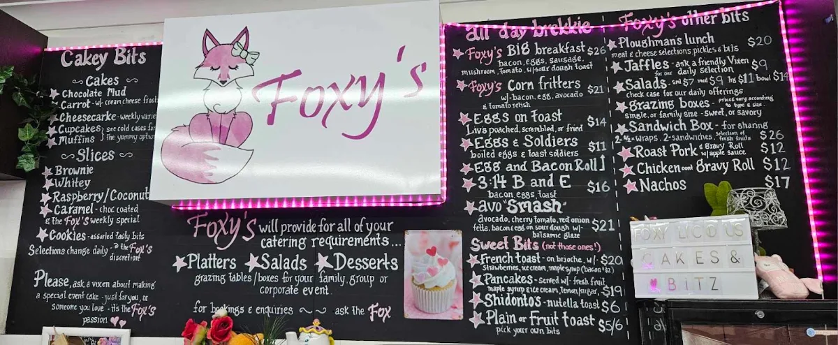 Menu, Foxys Cafe