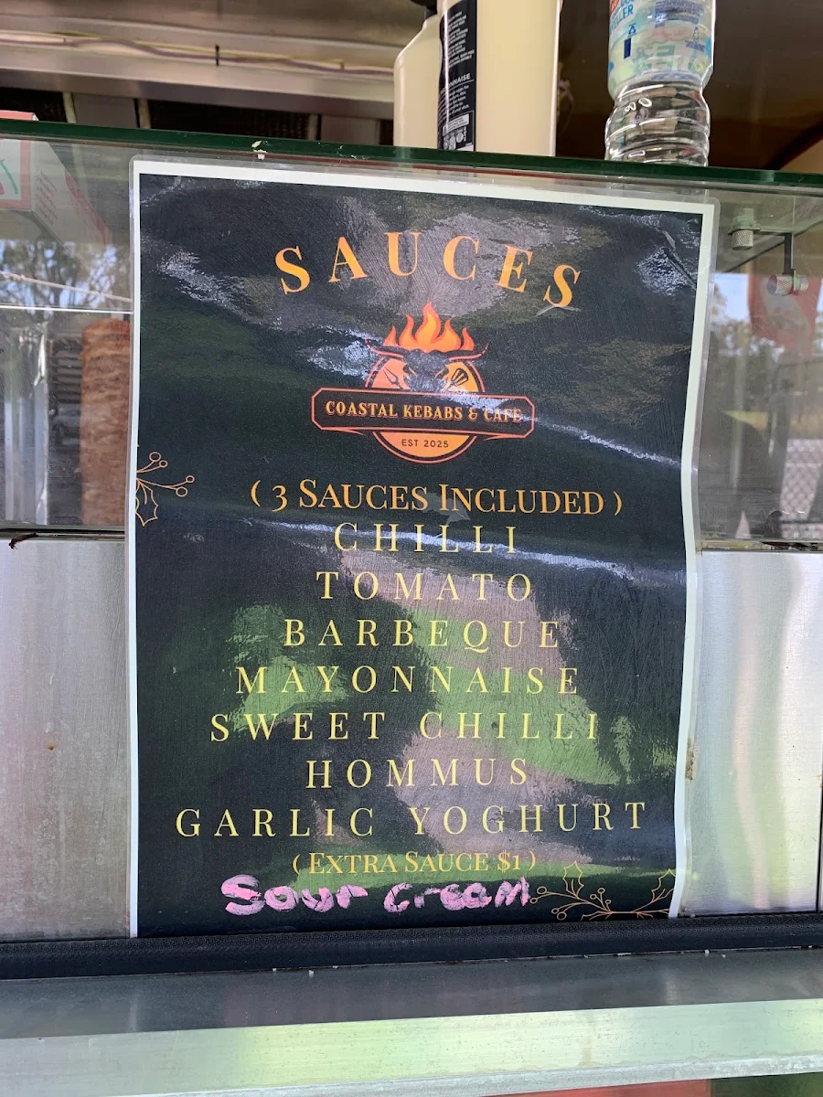 Menu, Coastal Kebabs & Cafe
