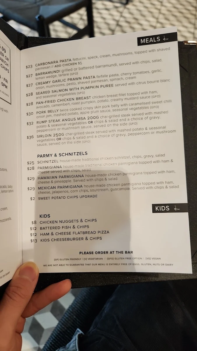 Menu, Tapworks Chermside