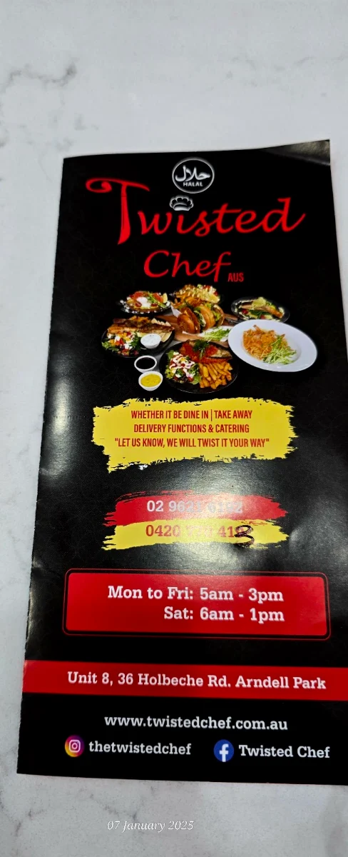 Menu, Twisted Chef