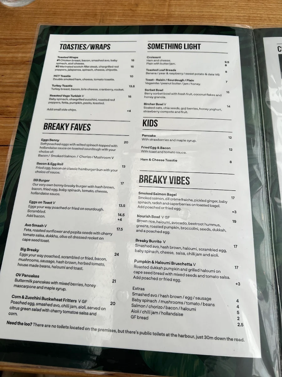 Menu, Oceanvibe Ulladulla