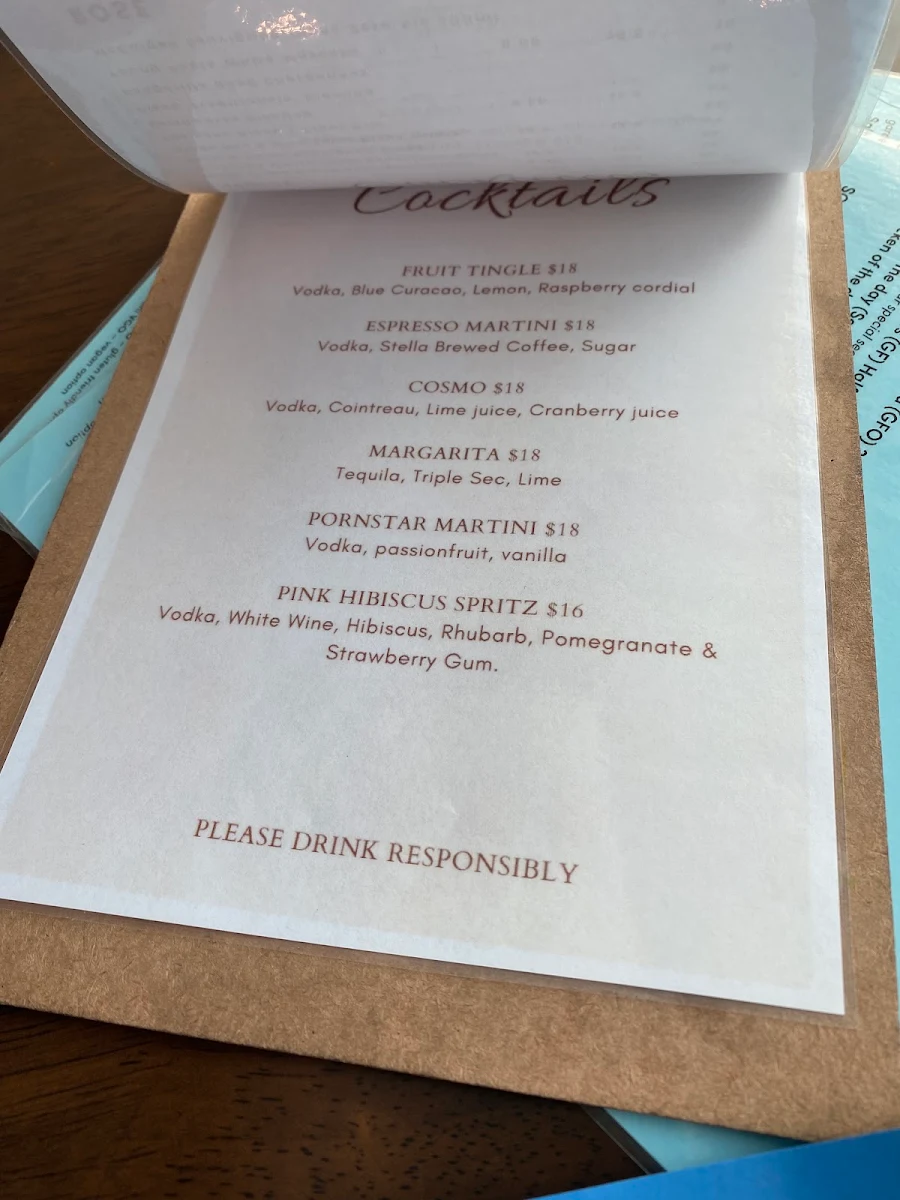 Menu, Waterloo Station Hotel