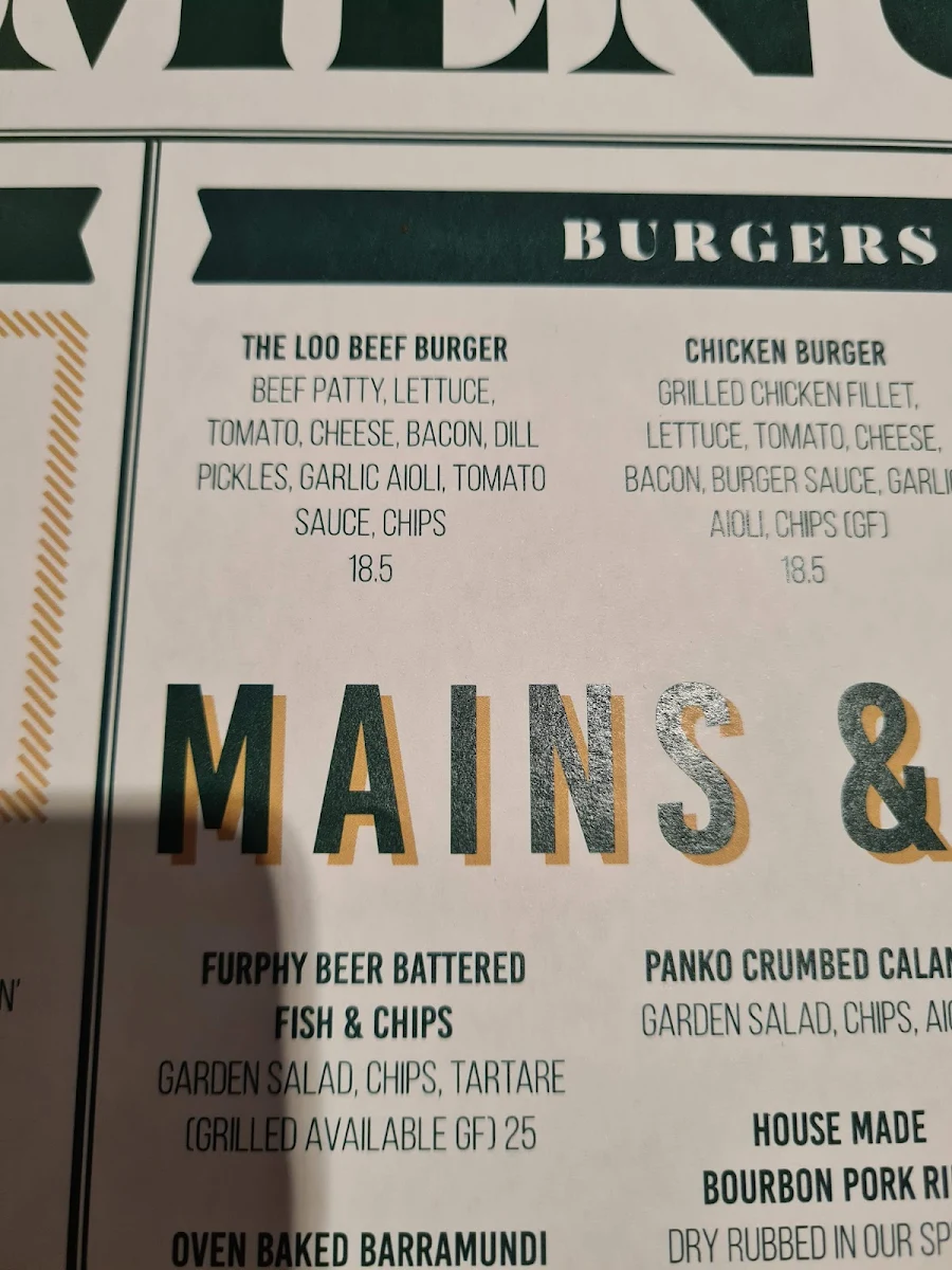Menu, Waterloo Station Hotel
