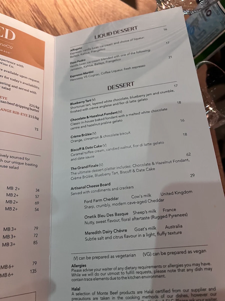 Menu, The Meat & Wine Co Parramatta