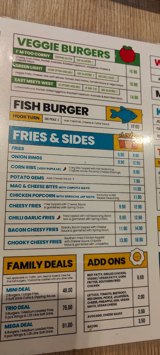 Menu, Burger Road - Ashburton