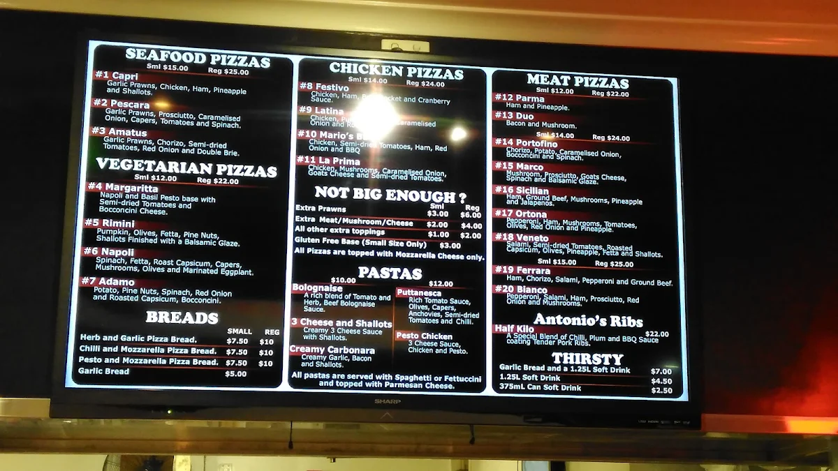 Menu, Antonio's Xpress Pizza Pasta Ribs