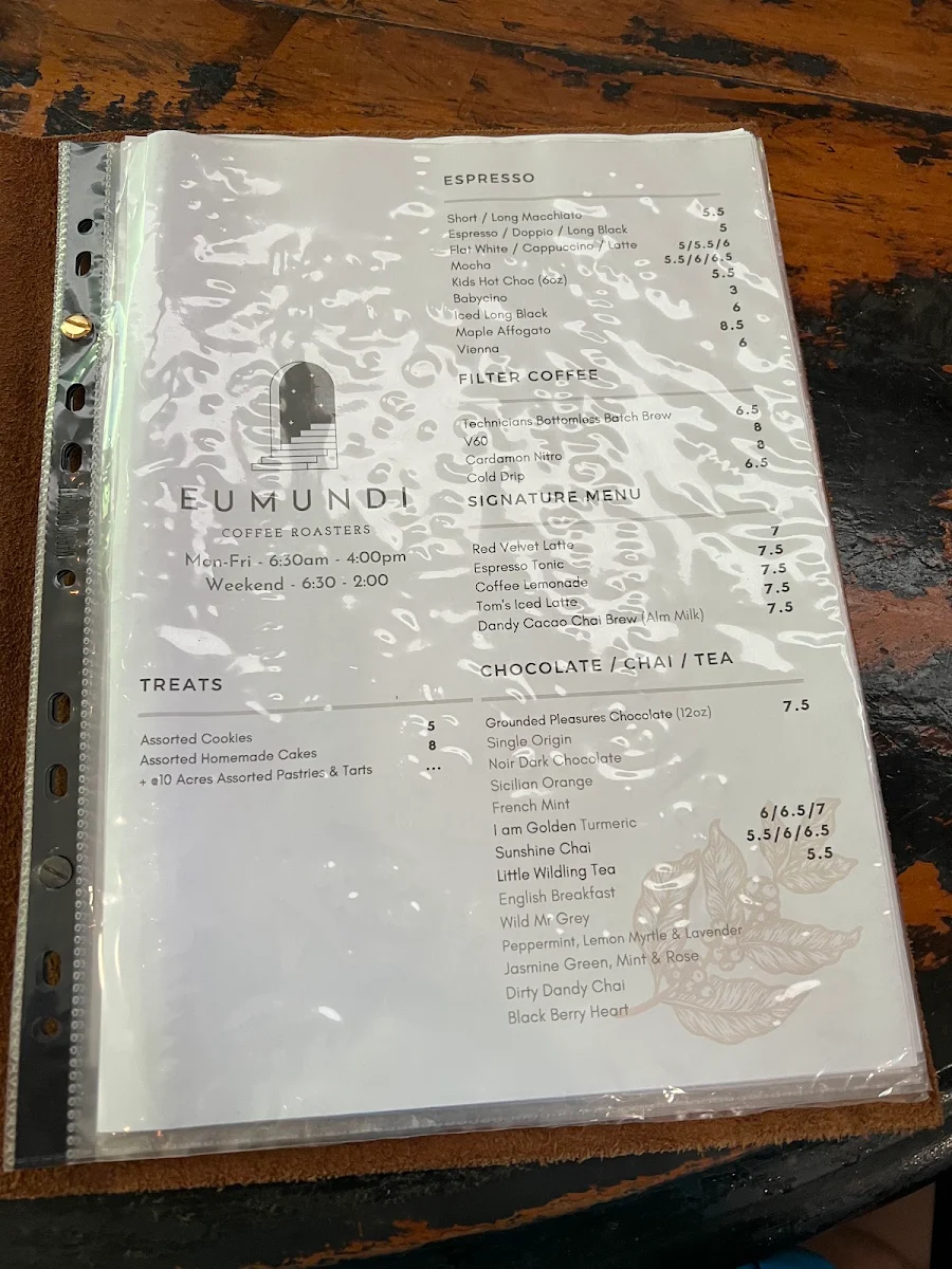 Menu, Eumundi Coffee Roasters