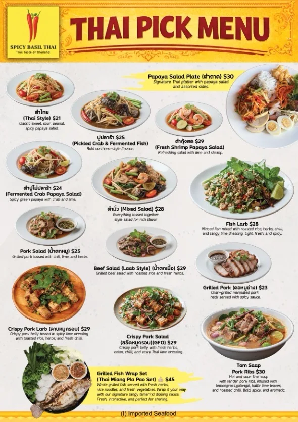 Menu, Spicy Basil