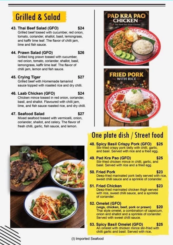 Menu, Spicy Basil