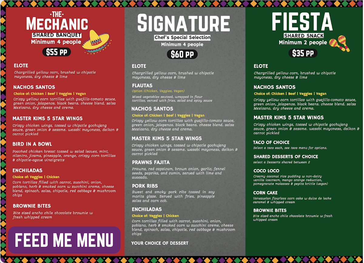 Menu, Hispanic Mechanic