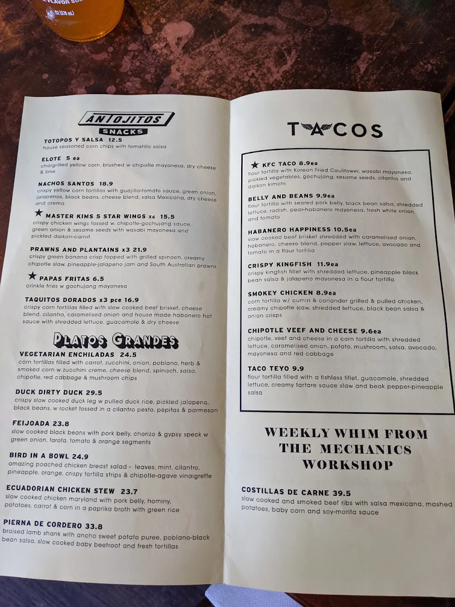 Menu, Hispanic Mechanic