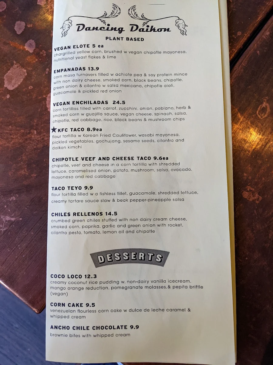 Menu, Hispanic Mechanic