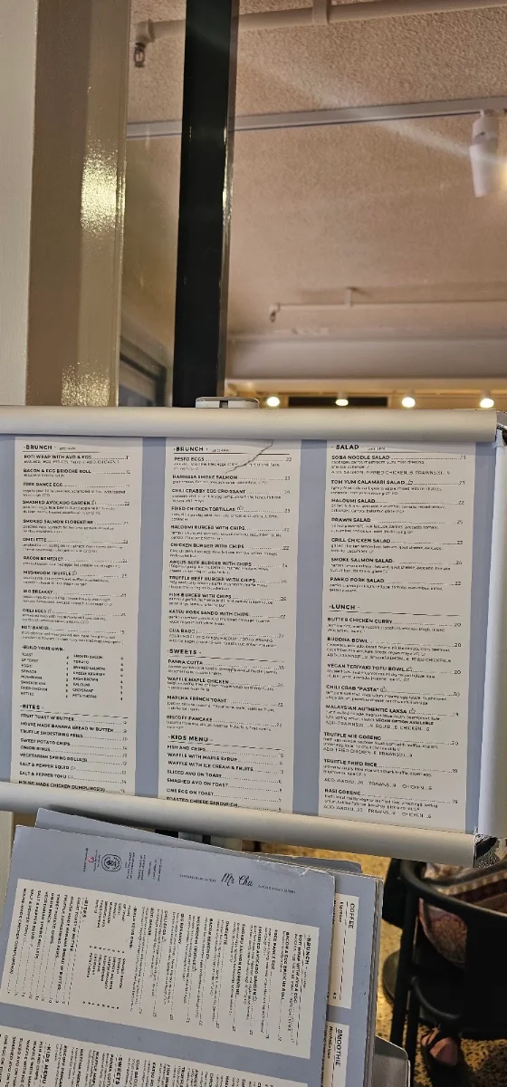 Menu, Mr Chu Cafe In Burnside