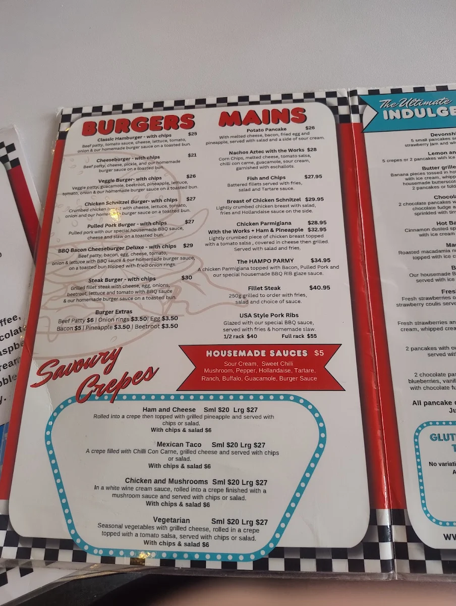 Menu, Pancake Diner Burleigh