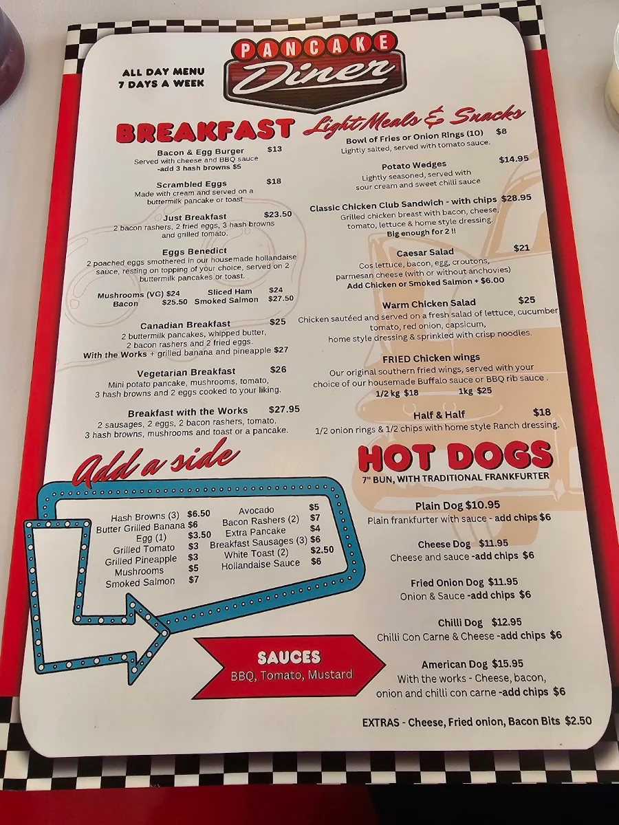 Menu, Pancake Diner Burleigh