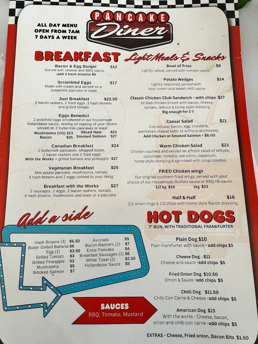 Menu, Pancake Diner Burleigh