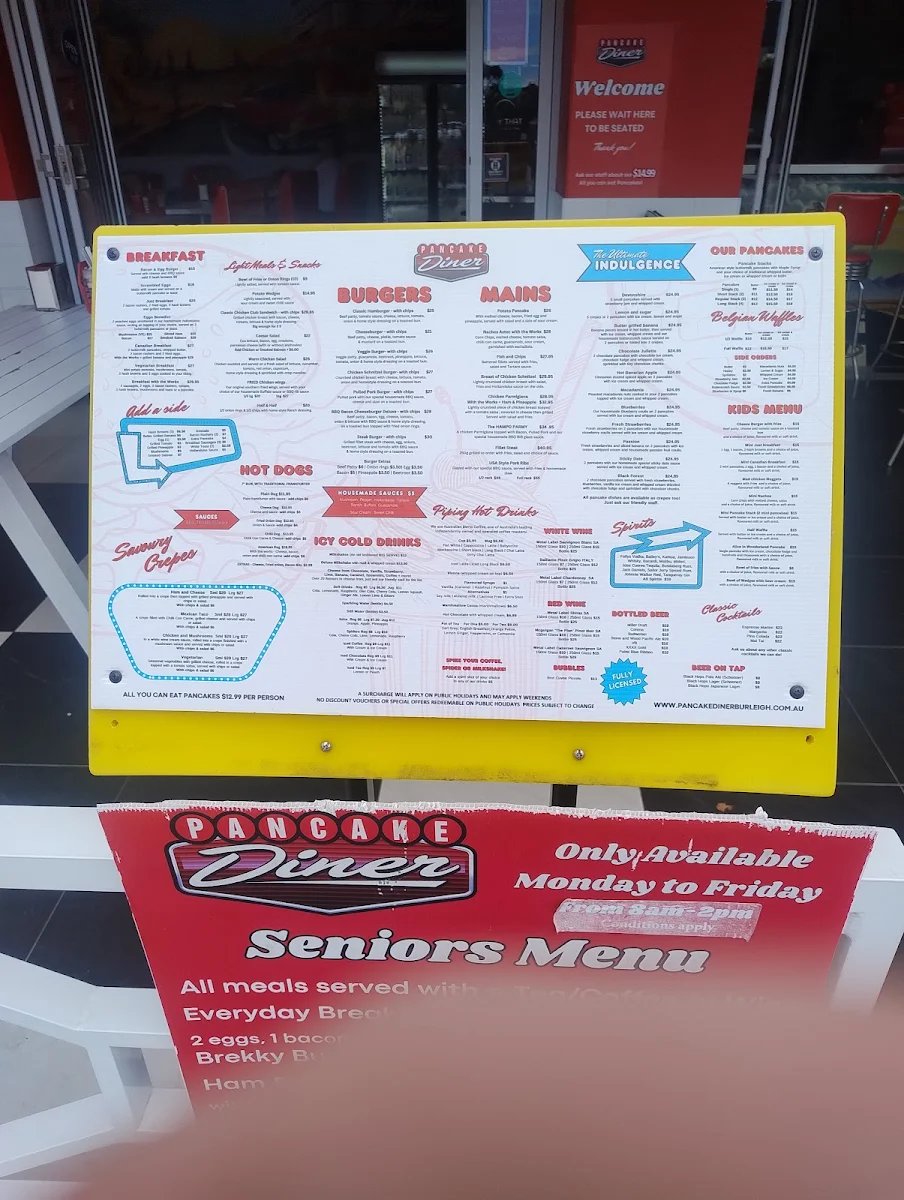 Menu, Pancake Diner Burleigh