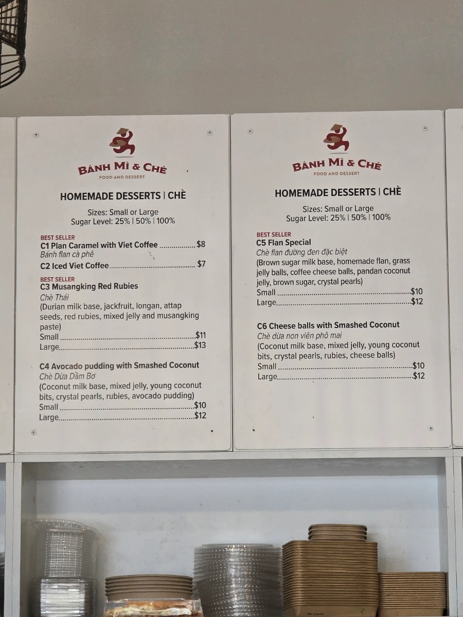 Menu, Banh Mi & Che