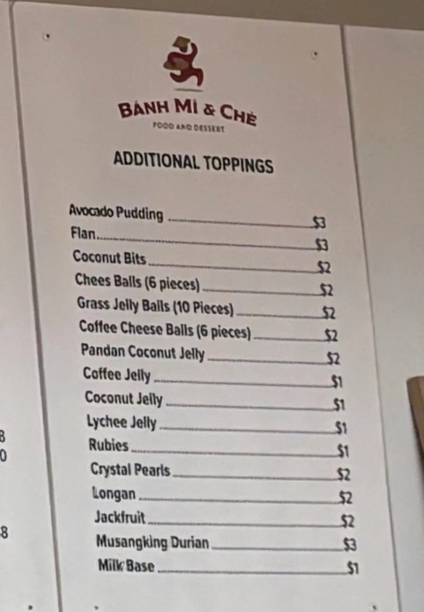 Menu, Banh Mi & Che