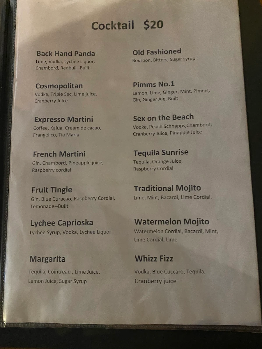 Menu, Fusion128