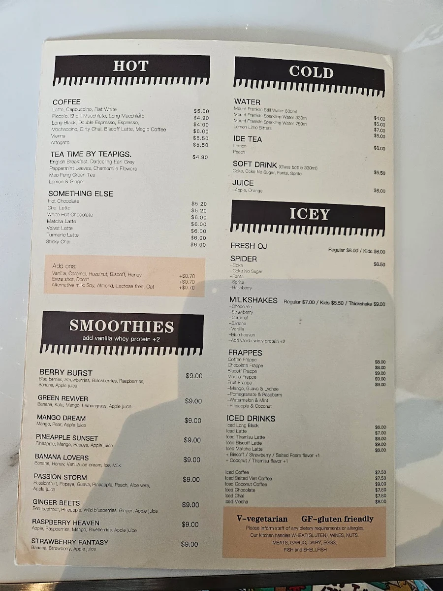 Menu, The Nook Café - Westfield Knox