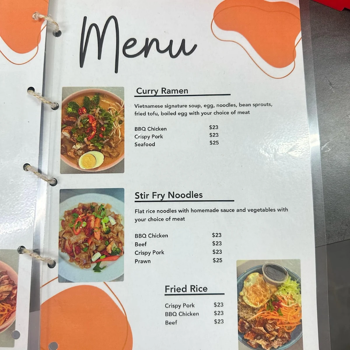 Menu, Pho Home