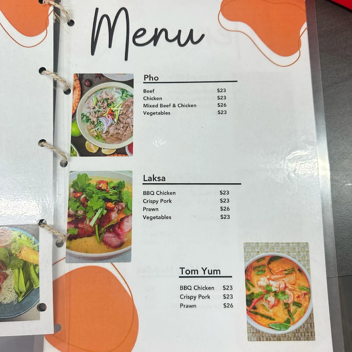 Menu, Pho Home
