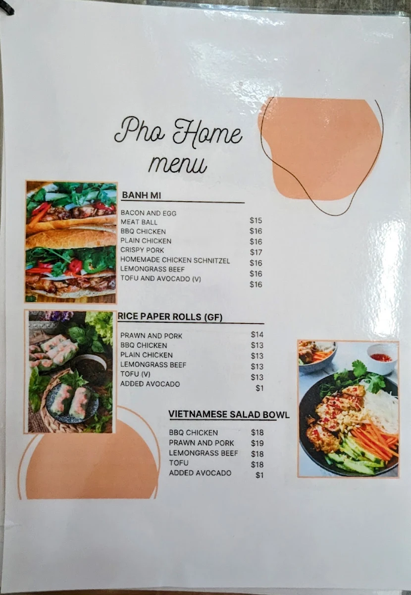Menu, Pho Home