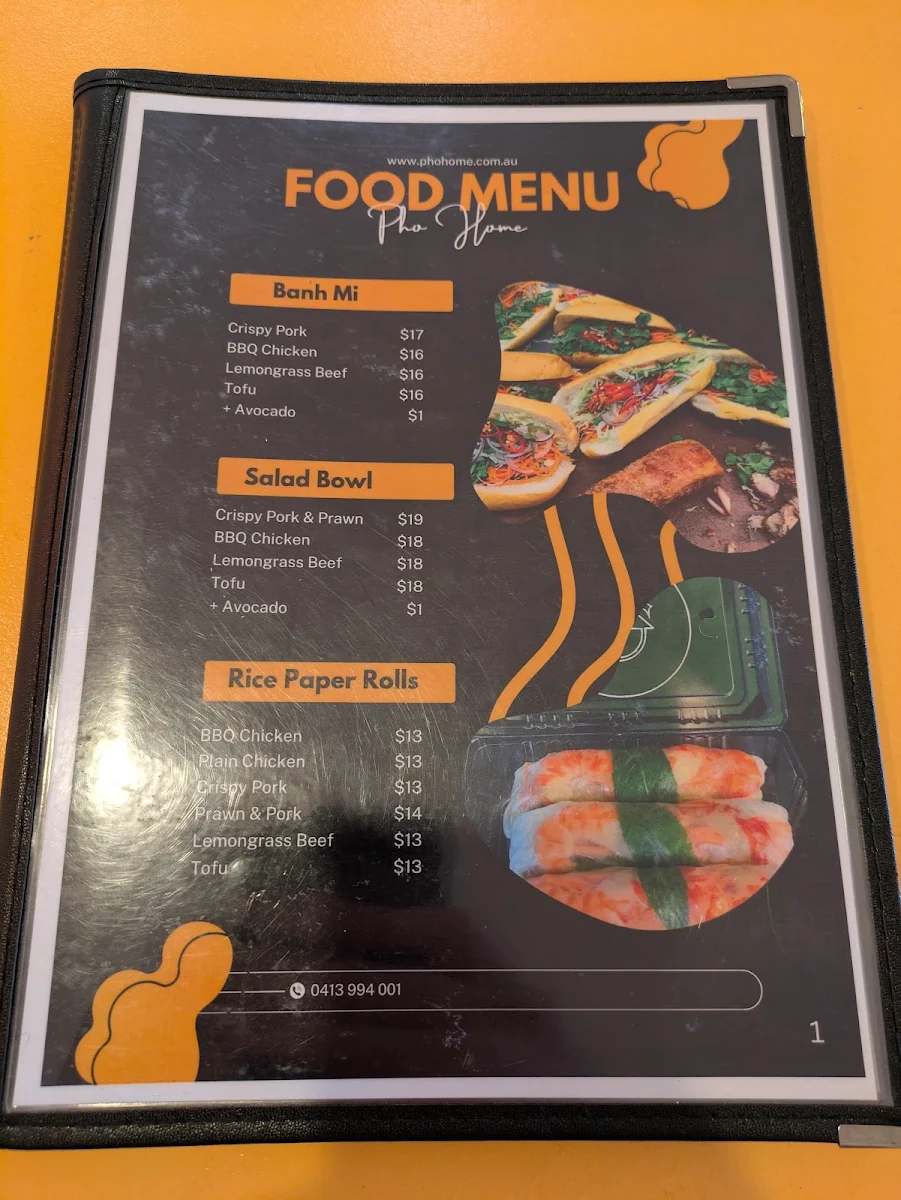 Menu, Pho Home