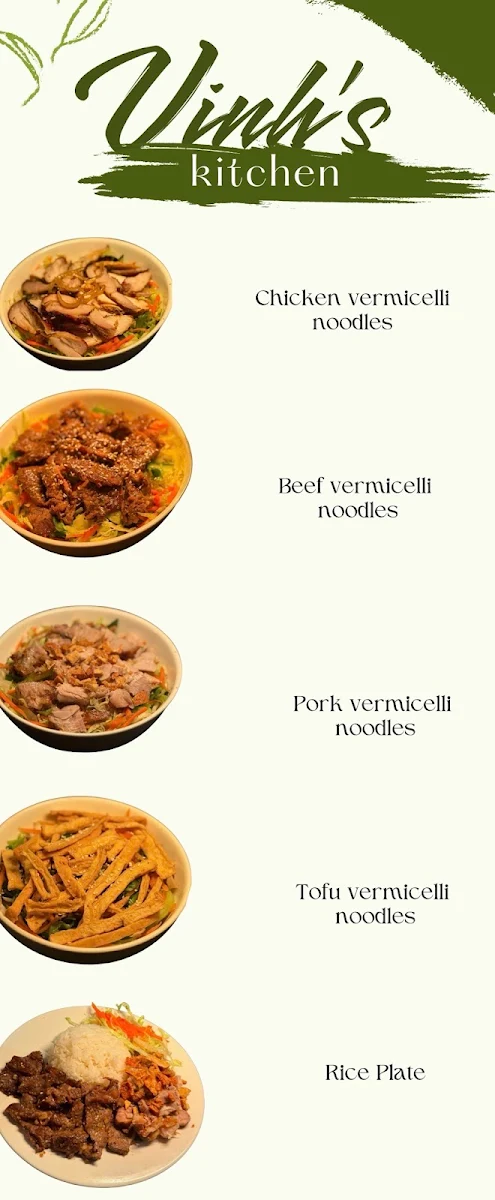 Menu, Vinh's Kitchen