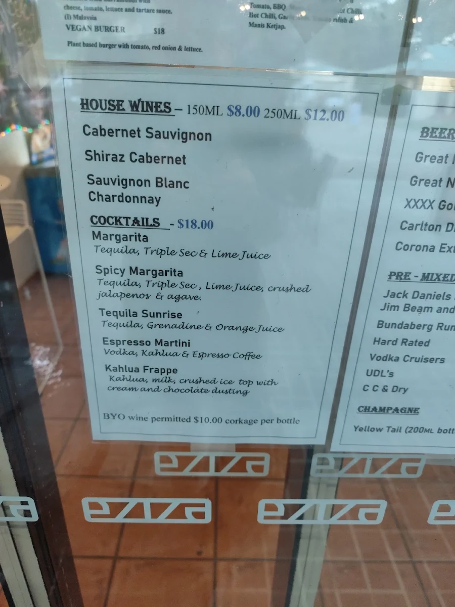 Menu, Magnetic Island Beach Bums