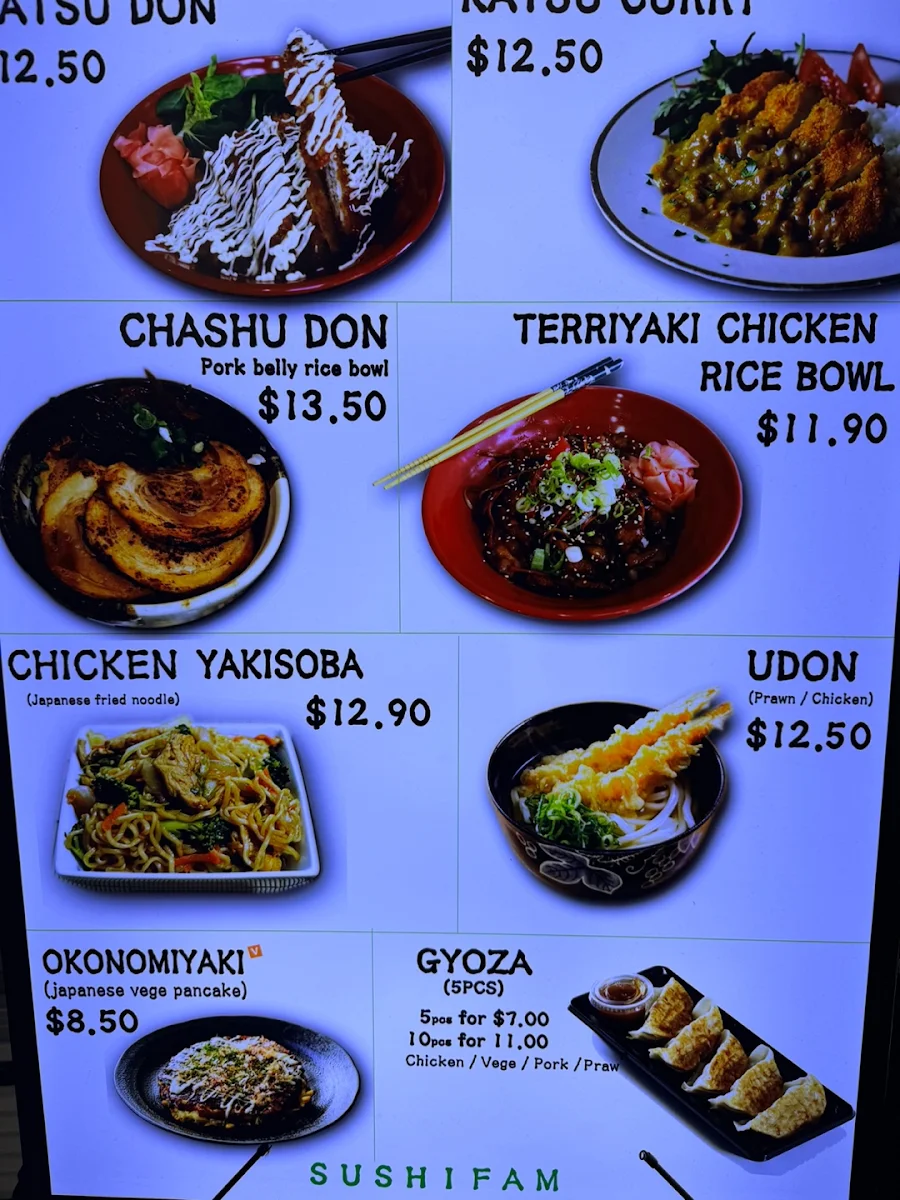 Menu, Sushistop Burpengary
