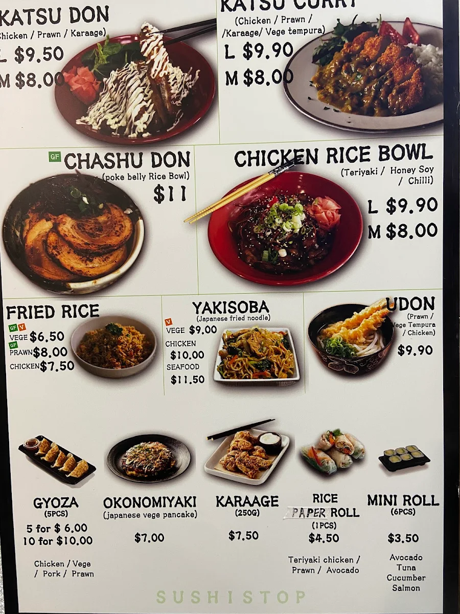 Menu, Sushistop Burpengary