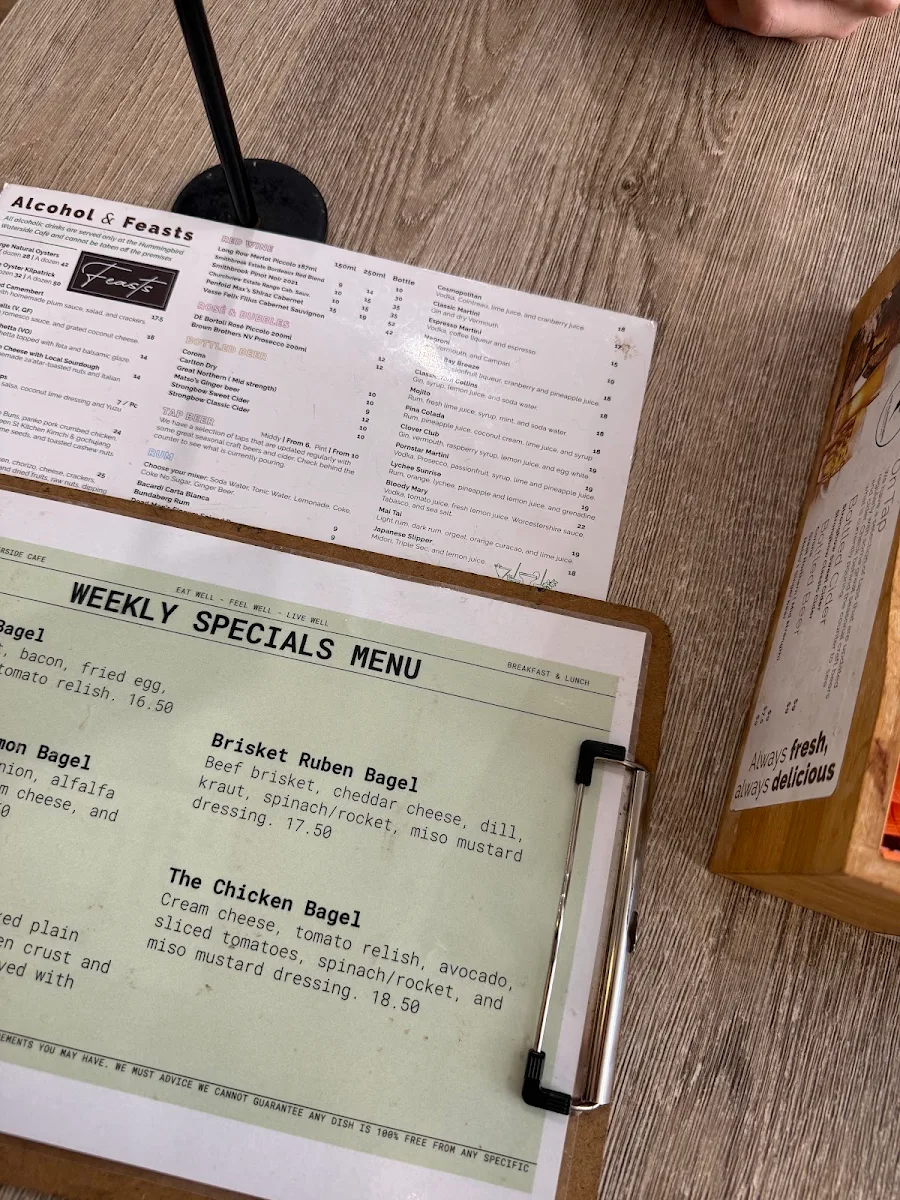 Menu, The Hummingbird Waterside Cafe