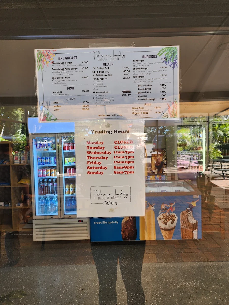 Menu, Fishermans Landing