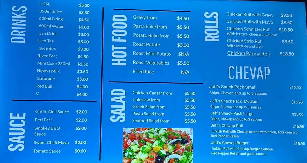 Menu, Sunbury Charcoal Chicken