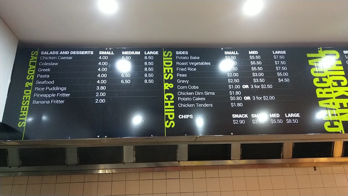 Menu, Sunbury Charcoal Chicken