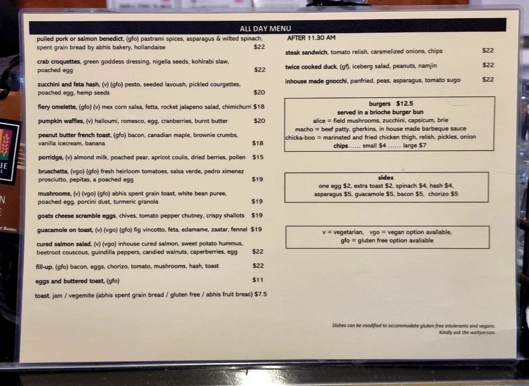 Menu, 9 Seeds