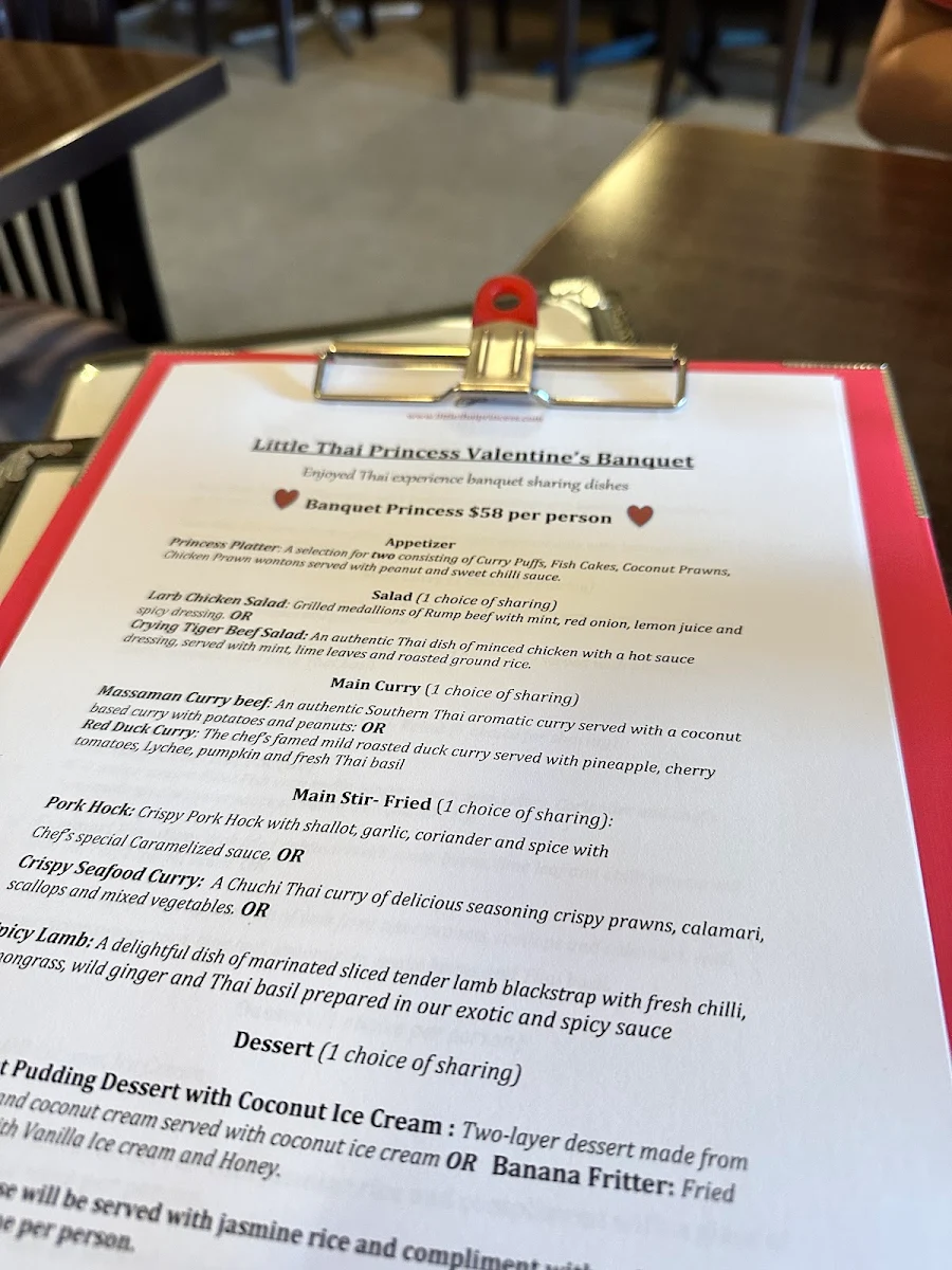 Menu, Little Thai Princess