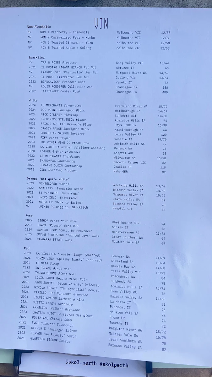 Menu, SKØL