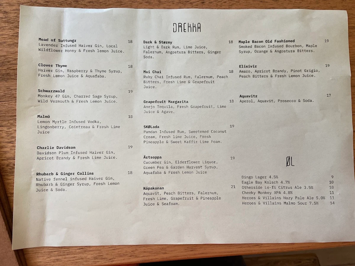Menu, SKØL