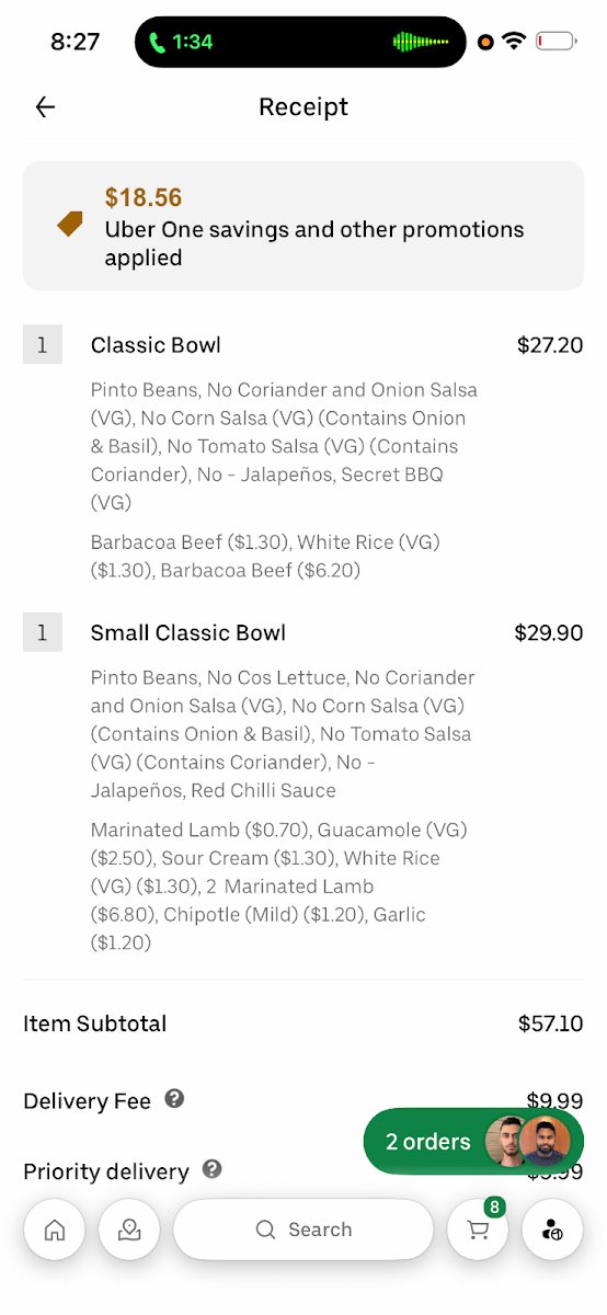 Menu, Zambrero Cannon Hill