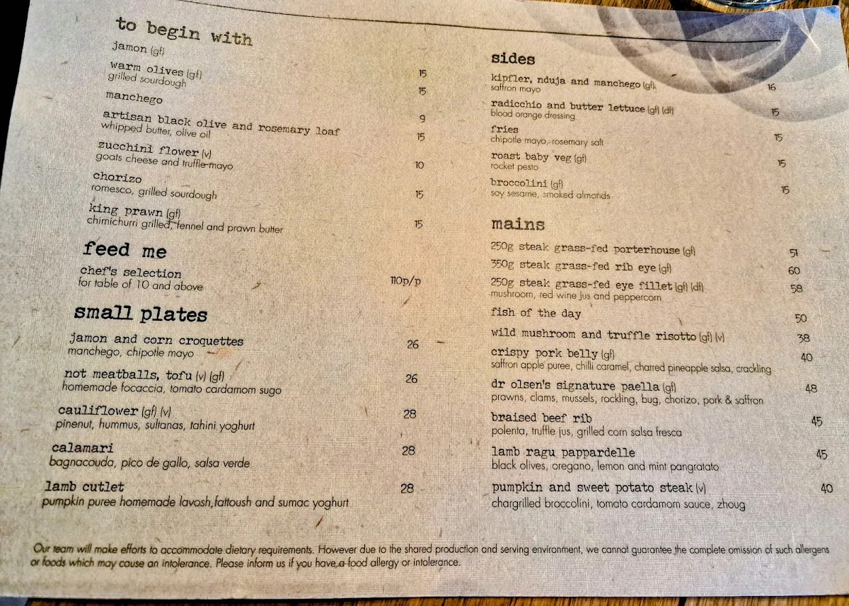 Menu, Spoonbill Restaurant and Bar