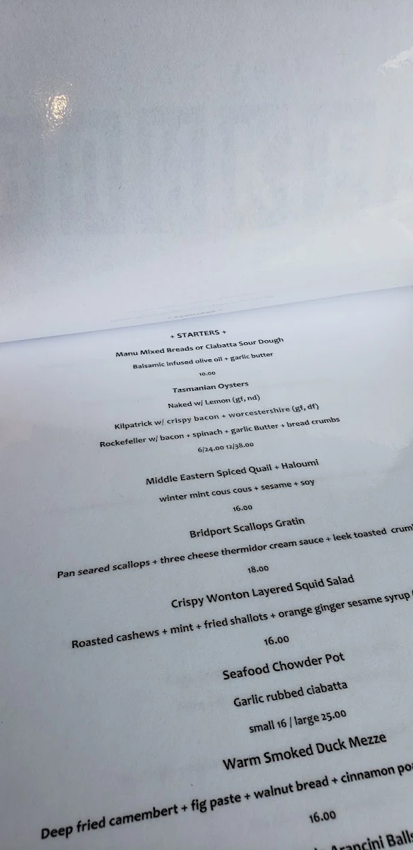 Menu, The Bridport Bunker Club